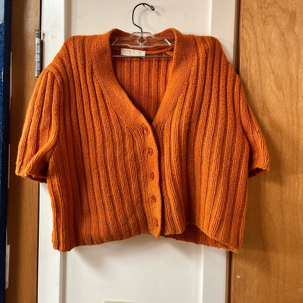 Susie Kondi short sleeved Italian cashmere cardigan sweater | medium large